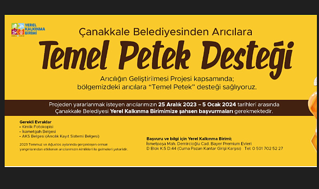 Çanakkale'de arıcılara petek desteği