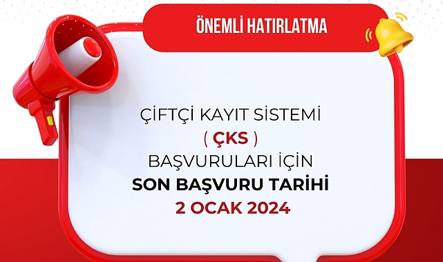 Çiftçilere ÇKS kaydı için son gün uyarısı