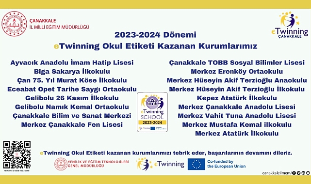 Çanakkale'den eTwinning okulu etiketi kazanan kurumlar öne çıkıyor