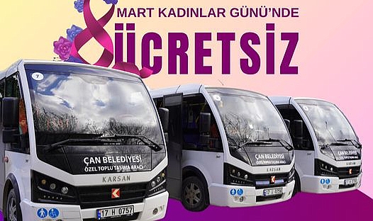 Çan Belediyesi, 8 Mart Dünya Kadınlar Günü'nde özel toplu taşıma hizmetini ücretsiz sunacak