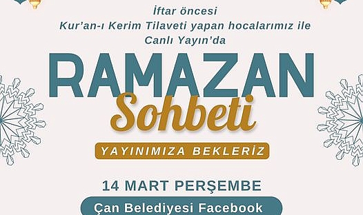 Çan Belediyesi'nden Ramazan ayına özel canlı yayın: iftar öncesi Kur'an tilaveti ve sohbet