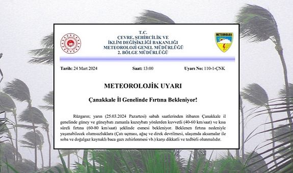 Çanakkale’de Pazartesi fırtınalı geçecek