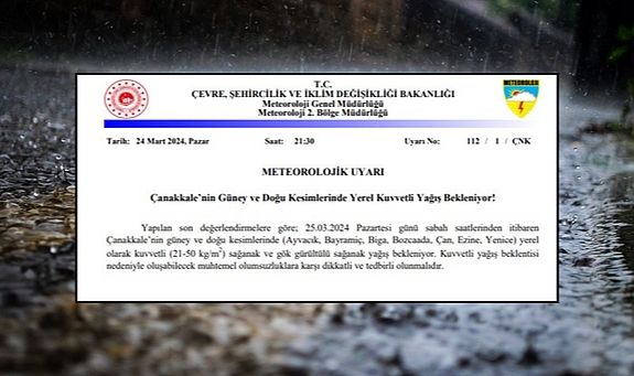 Çanakkale’nin güney ve doğu kesimlerinde sağanak etkili olacak