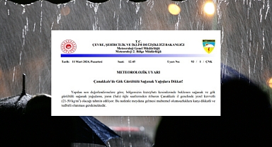 Çanakkale'ye sağanak yağış uyarısı