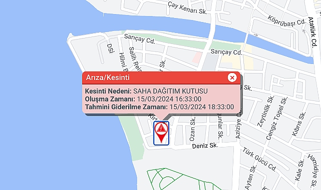 Sarıçay civarında elektrik kesintisi