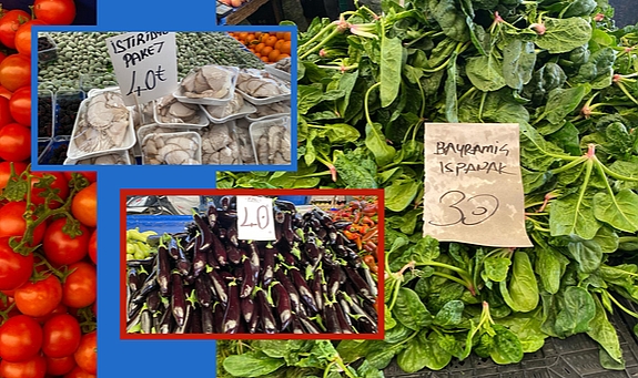 Sebzeler, meyveler Cuma Pazarı’ndan
