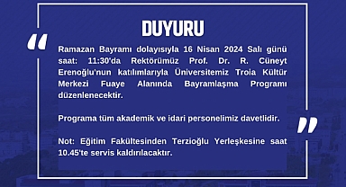 ÇOMÜ’de bayramlaşma töreni duyurusu
