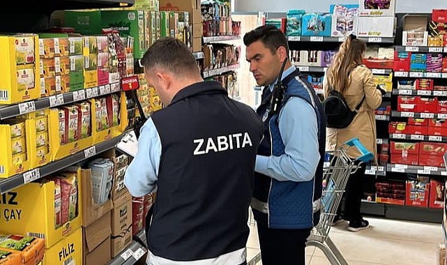Lâpseki Belediyesi Zabıta ekiplerinden market denetimi