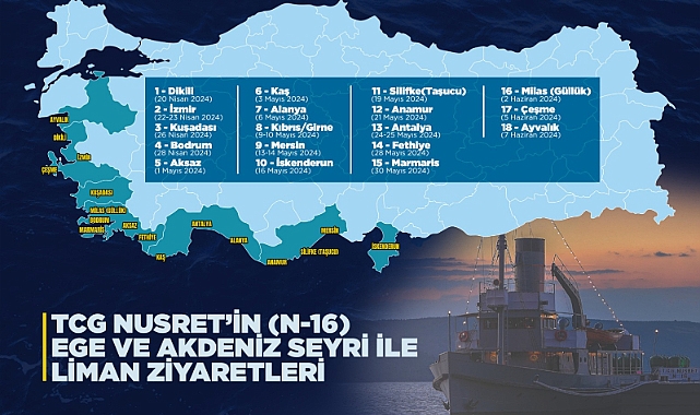 TCG Nusret müze gemisi Ege ve Akdeniz limanlarında