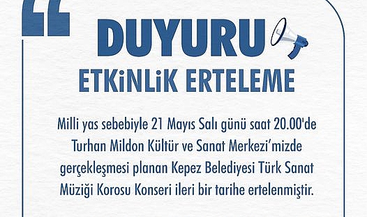 Türk sanat müziği korosu konseri milli yas nedeniyle ertelendi