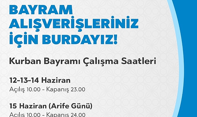 17Burda AVM Kurban Bayramı çalışma saatleri