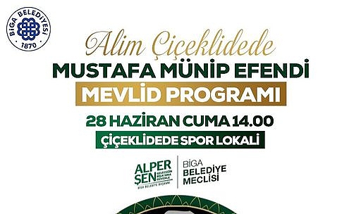 Alim Çiçeklidede Mustafa Münip efendi mevlit programı düzenlenecek