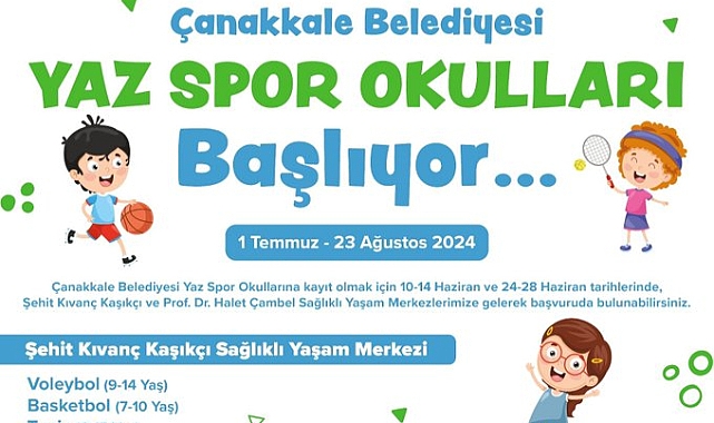 Çanakkale Belediyesi yaz spor okulları başlıyor