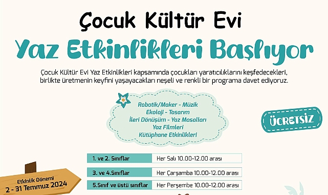 Çocuk Kültür Evi’nde yaz etkinlikleri