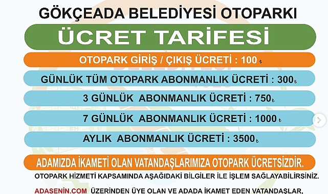 Gökçeada’da otopark hizmeti