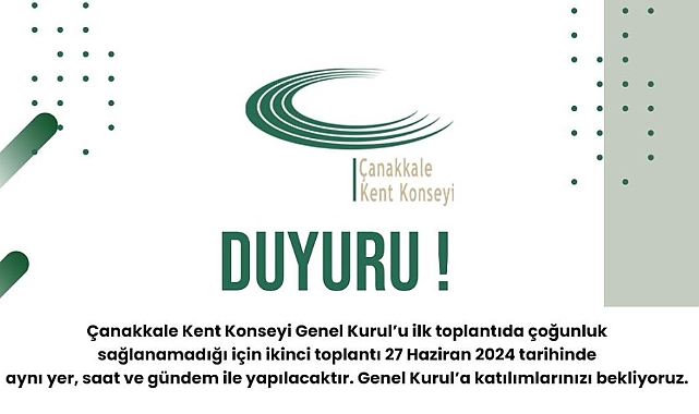 Kent Konseyi Genel Kurulu 27 Haziran’da
