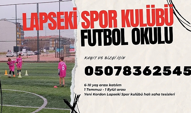 Lâpseki Spordan yaz futbol okulu duyurusu