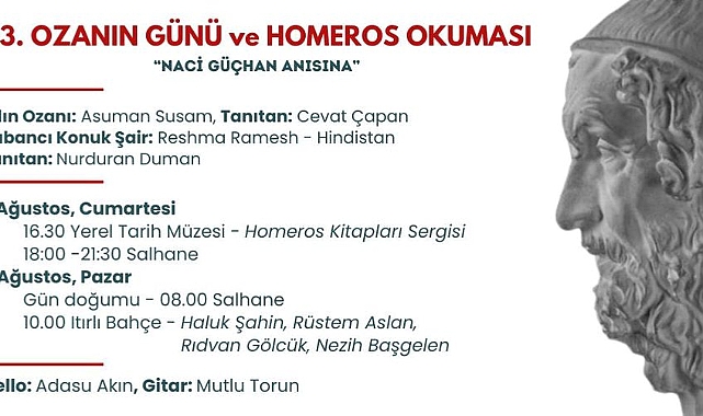 23. "Ozanın Günü ve Homeros Okuması" etkinliği 3-4 Ağustos'ta gerçekleşecek