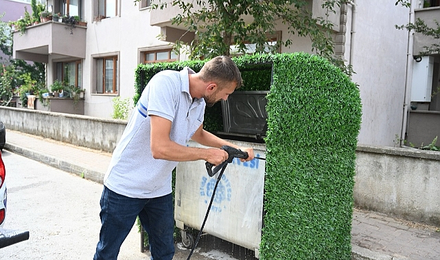Biga’da konteyner temizliği ve dezenfekte çalışmaları