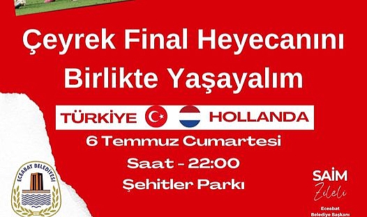 Eceabat Belediyesi, Milli Takım maçını Şehitler Parkı'nda izleme etkinliği düzenliyor
