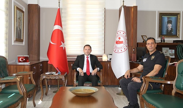 Ercan Kayabaşı, İlçe Emniyet Müdürü Emre Bolat'ı kabul etti
