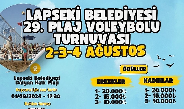 Lapseki Belediyesi 29. Geleneksel Plaj Voleybolu Turnuvası'nı düzenliyor