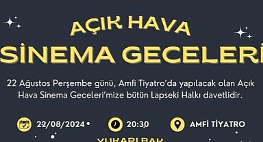 Lapseki Belediyesi açık hava sinema geceleri düzenliyor