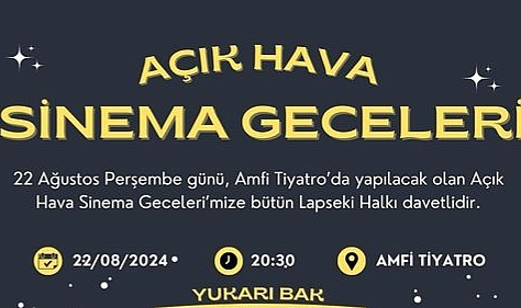 Lapseki Belediyesi açık hava sinema geceleri düzenliyor