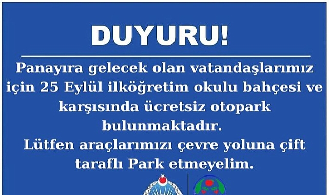 Lapseki Belediyesi'nden Panayır için otopark duyurusu