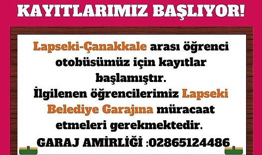 Lapseki-Çanakkale öğrenci otobüsü kayıtları başladı