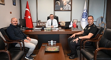 Biga İlçe Emniyet Müdürü Emre Bolat, Belediye Başkanı Alper Şen'i ziyaret etti
