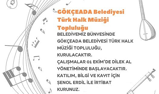 Gökçeada Belediyesi Türk Halk Müziği Topluluğu kuruluyor