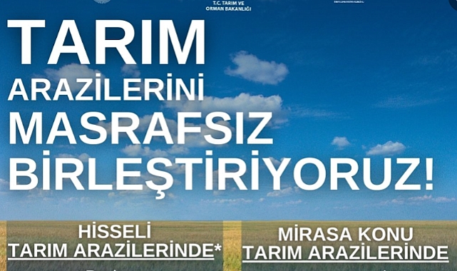 Hisseli tarım arazileri masrafsız birleşecek