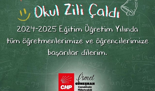 İsmet Güneşhan’dan yeni eğitim yılı için iyi dilekler mesajı