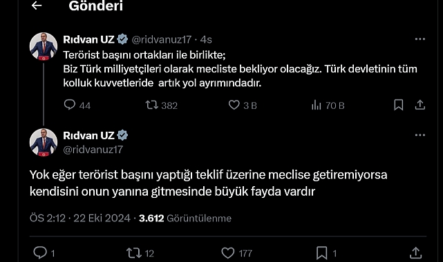 Bahçeli’nin sözlerine Milletvekili Rıdvan Uz’dan sert tepki