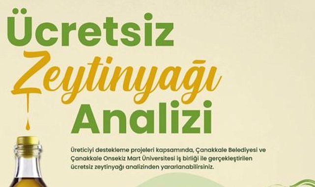 Çanakkale'de ücretsiz zeytinyağı analizi