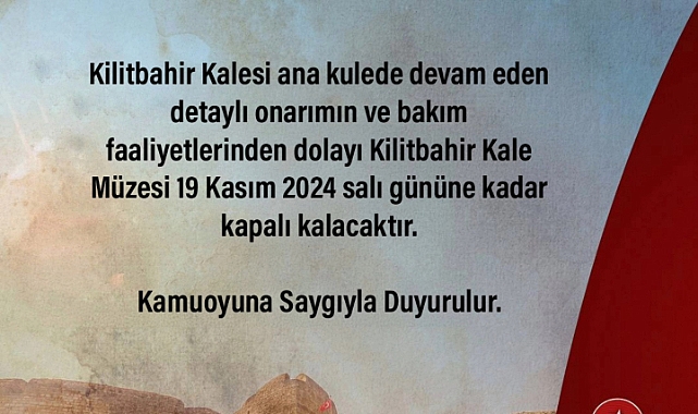 Kilitbahir Kale Müzesi 19 Kasım'a kadar kapalı olacak