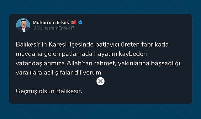 Başkan Erkek’ten taziye mesajı