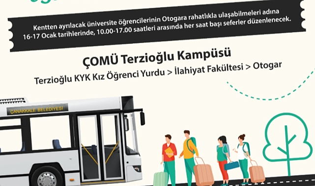Çanakkale'de memleketine dönecek öğrenciler için otogara sefer
