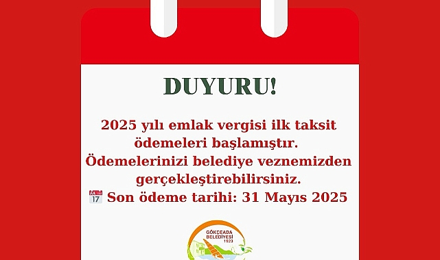 Gökçeada Belediyesi'nden emlak vergisi ödemeleri için hatırlatma