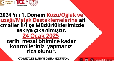 Hayvancılık Destekleme İcmalleri Askıya Çıkarıldı