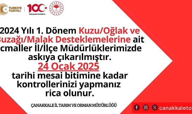 Hayvancılık Destekleme İcmalleri Askıya Çıkarıldı