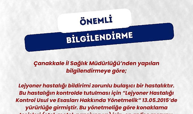 Bozcaada Belediyesi’nden lejyoner hastalığı eğitimi duyurusu