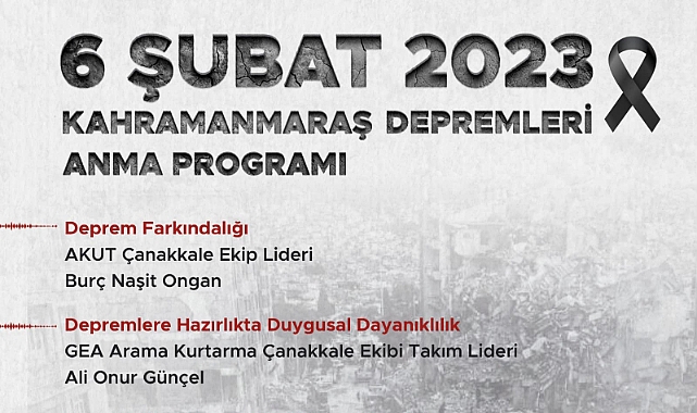 Çanakkale Belediyesi’nden 6 Şubat Depremleri anma programı