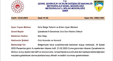 Çanakkale Valiliği Uyardı! Zirai Don Tehlikesine Dikkat!