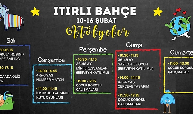 Itırlı Bahçe’de 10-16 Şubat Atölye Programı