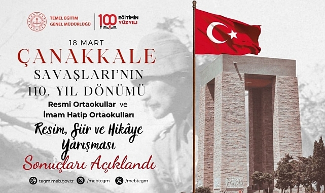Çanakkale Savaşları'nın 110. yılı anısına düzenlenen yarışmanın sonuçları açıklandı