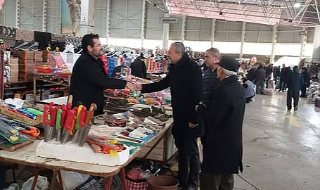 İYİ Parti Çan İlçe Başkanı Mehmet Ali Erol, pazar esnafını ziyaret etti