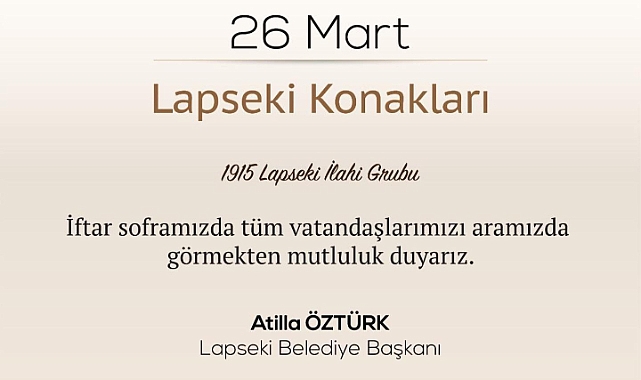Lapseki Belediyesi'nden İftar Daveti