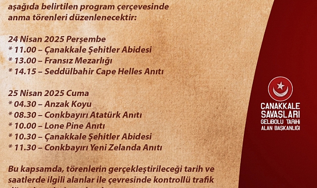 24 ve 25 Nisanda Tarihi Alanda ziyaretçi girişlerine ve trafik akışına yönelik kontrollü uygulamalar yapılacak.